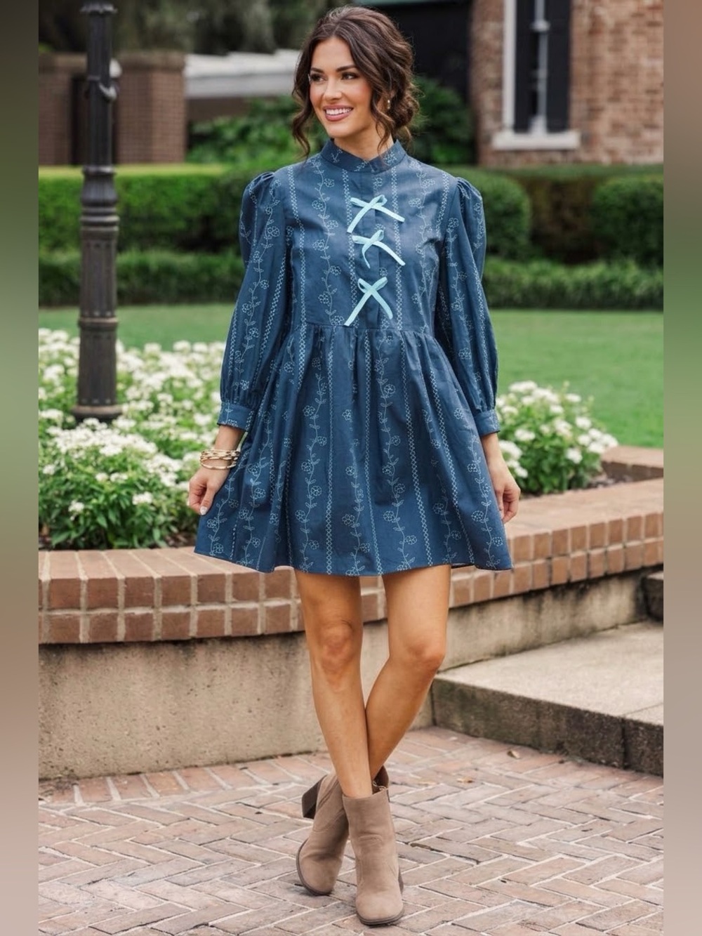 Shop the Mint There’s Always Hope Navy Floral Bow Dress | Size L